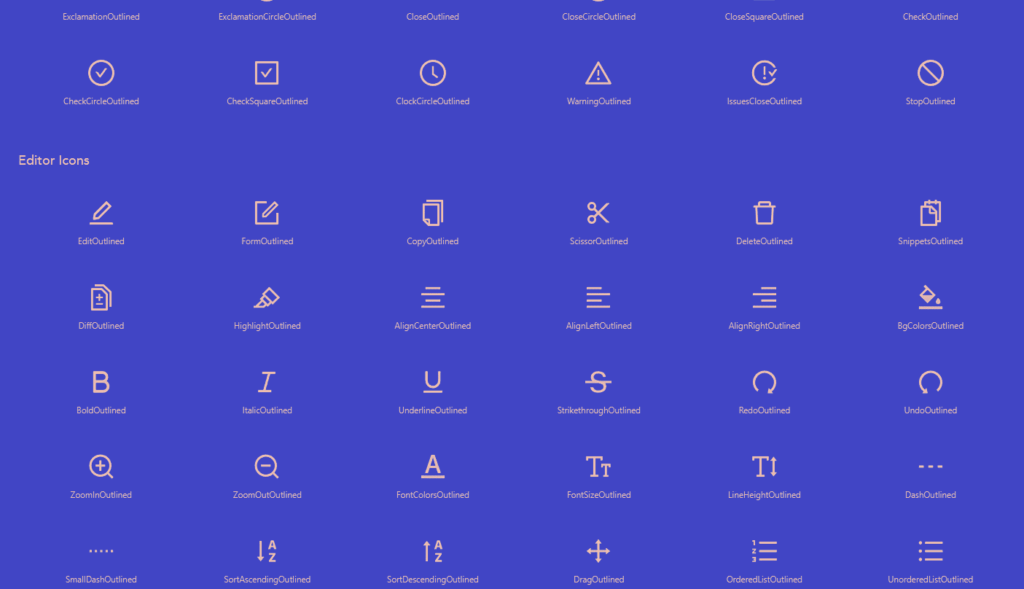 Ant Icons collection for web design